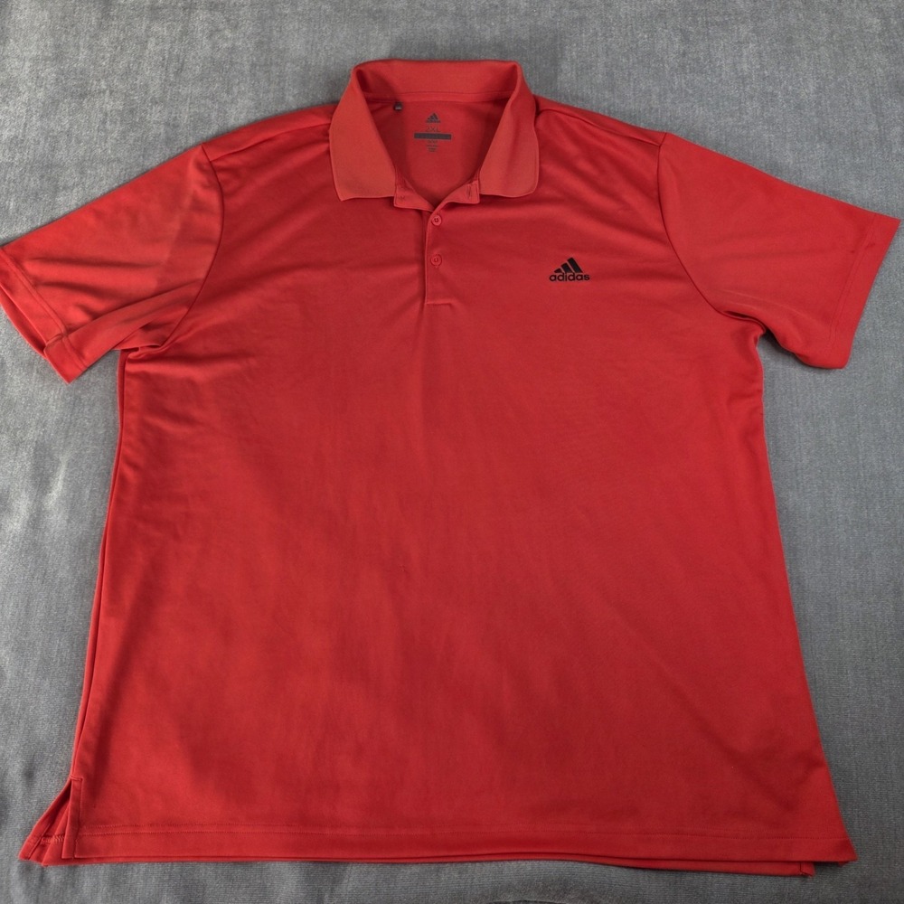 Adidas Golf Polo Shirt Mens Size 2XL Red Orange Short Sleeve Stretch Performance
